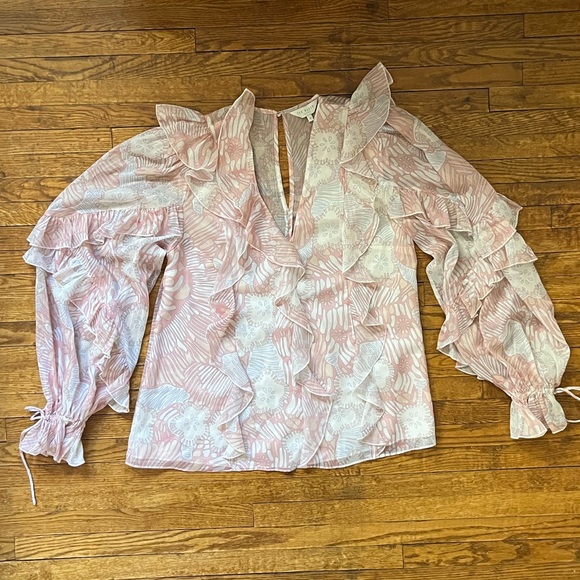 Ted Baker Siela Abstract Print Ruffle Blouse | Size 1 - Picture 5 of 9